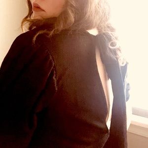 Black Flounce Dress with Tie Back